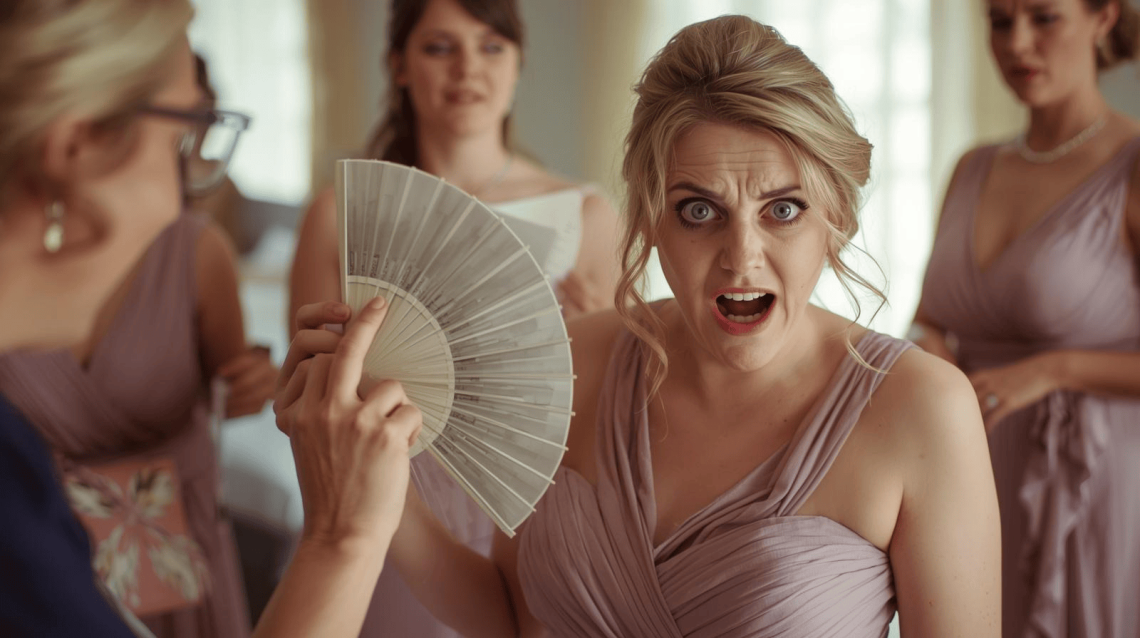 Image of a bridesmaid looking stressed