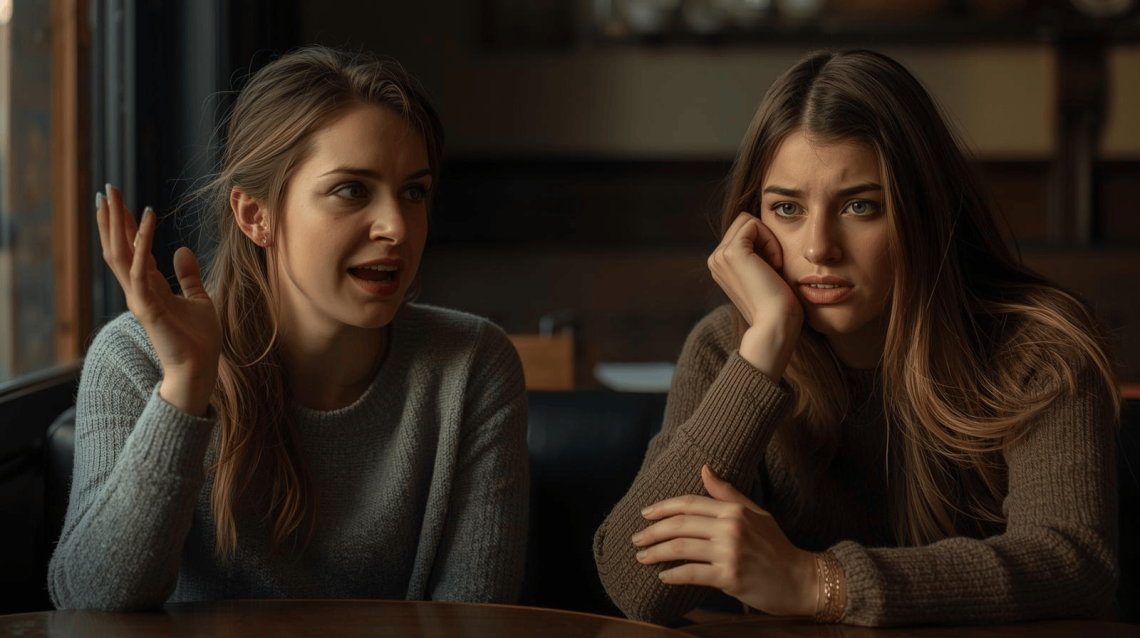 two women having a discussion at home